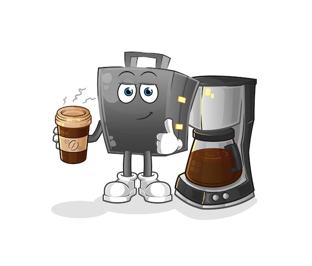 Premium Vector Briefcase drinking coffee illustration. character vector