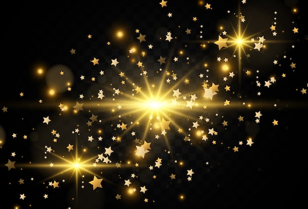 Premium Vector | Bright beautiful golden sparks star on a transparent ...