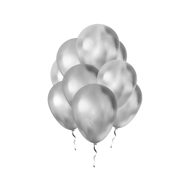 Premium Vector | Bright bunch of luxury silver balloons isolated on white