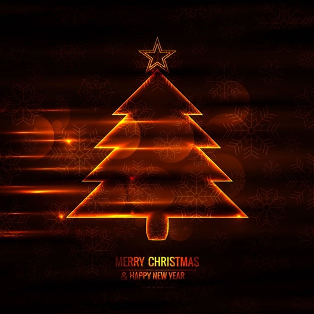 Free Vector | Bright christmas tree on a black background