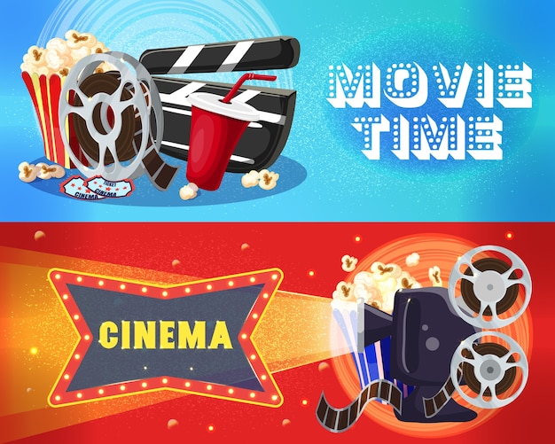 Free Vector | Bright cinema horizontal banners