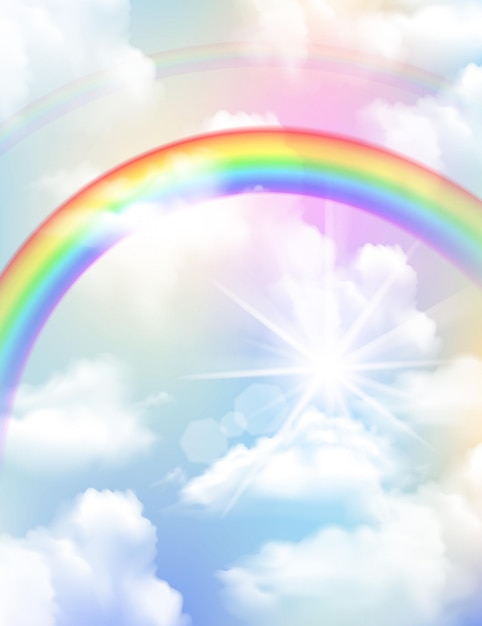 Download Bright colored rainbow clouds and sky realistic ...