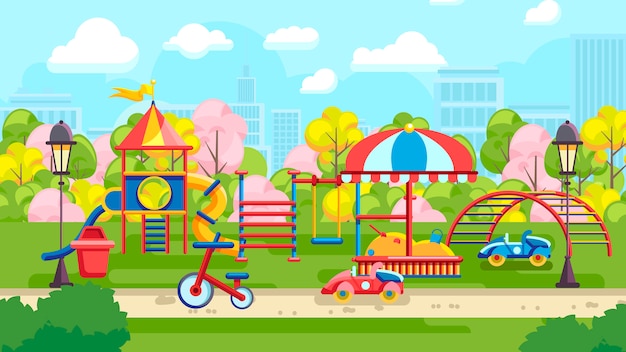Bright design of urban playground Premium Vector