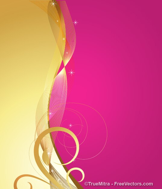 Bright floral banner in gold and purple | Free Vector
