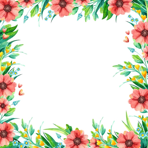 Download Bright floral festive square frame template. Vector ...