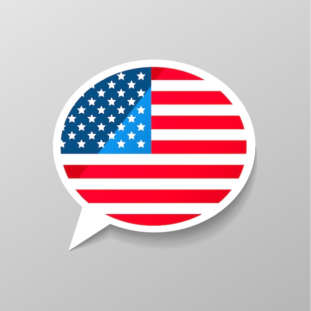 Download Bright glossy sticker in speech bubble shape with usa flag ...