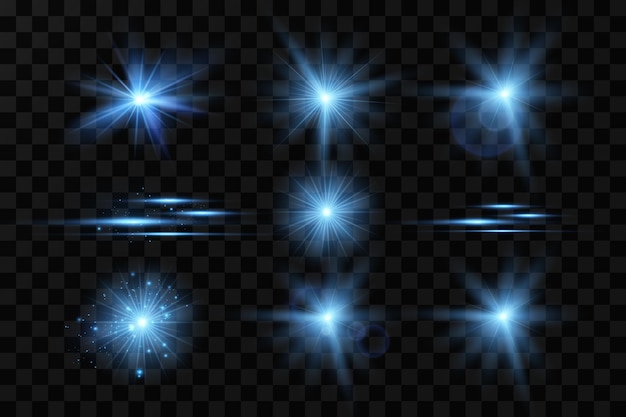 Premium Vector | Bright glow effect of blue stars