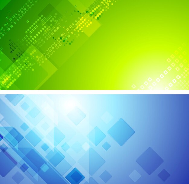 Premium Vector | Bright green and blue tech banners. vector geometric