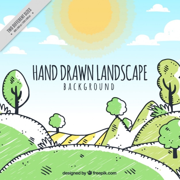 Free Vector | Bright hand drawn landscape
