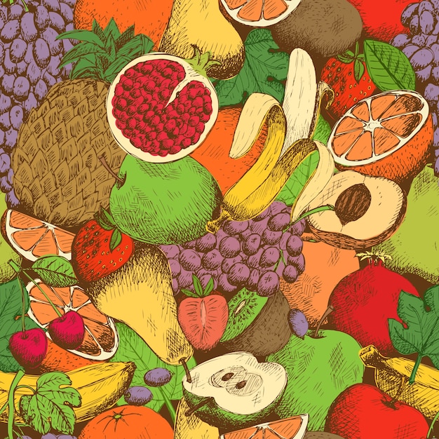 Bright juicy fresh fruits seamless\
pattern