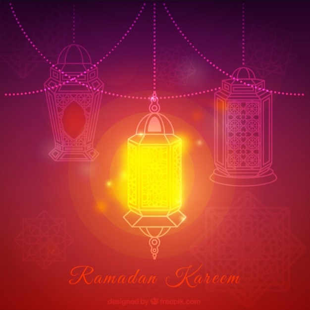 Free Vector | Bright lantern ramadan background