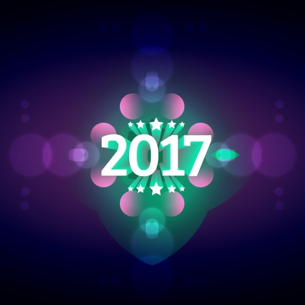 Bright new year background with circles and\
stars