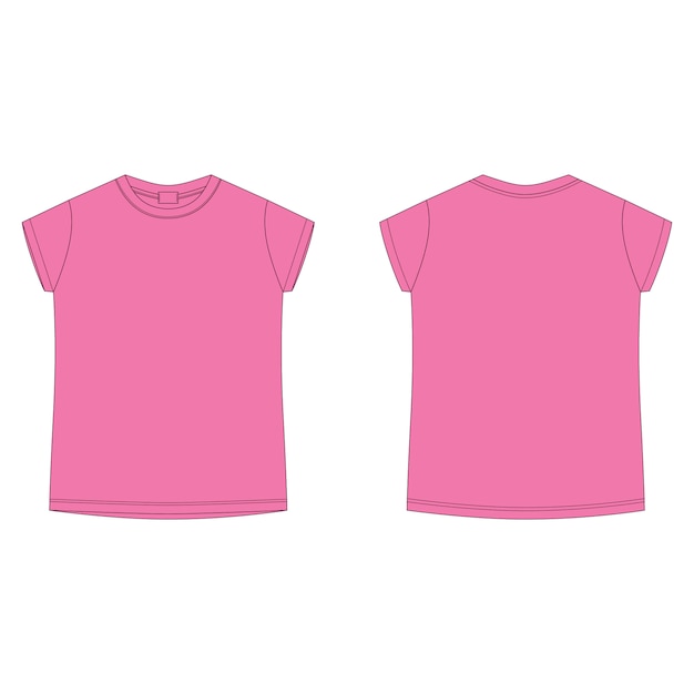 Premium Vector Bright pink cotton tshirt blank template. children's