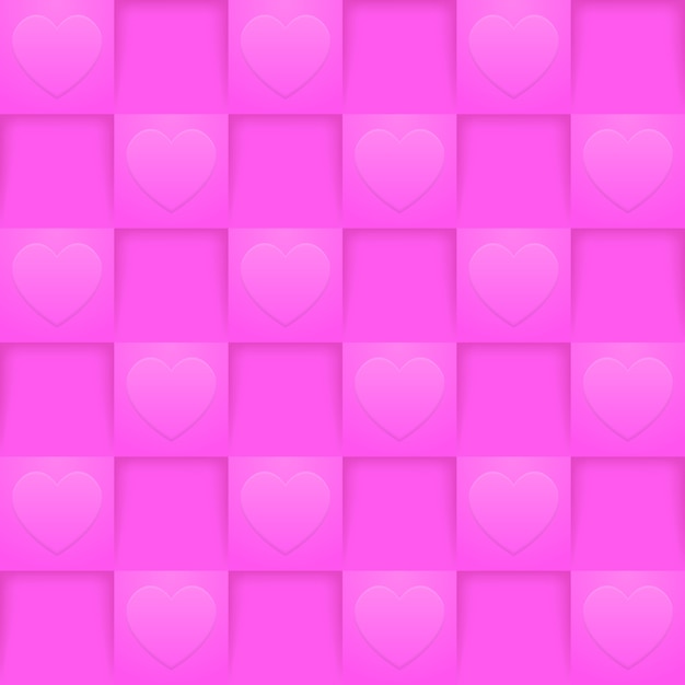 明るいピンク色の正方形のシームレスパターン ロマンチックな壁紙 プレミアムベクター