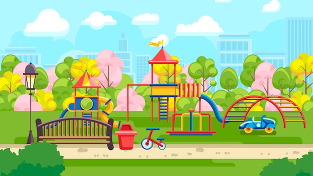 Premium Vector | Bright playground in park