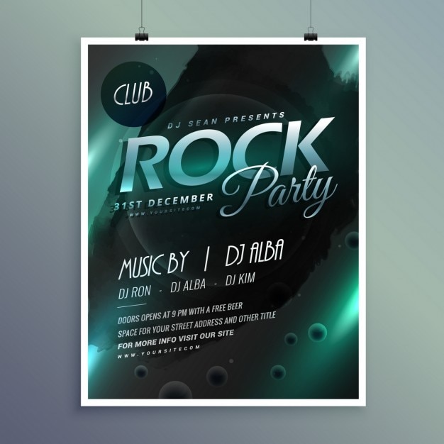 Free Vector Bright Poster For A Rock Party