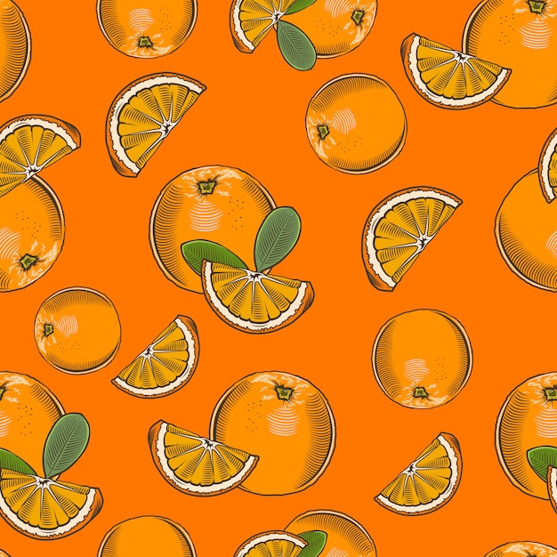 Premium Vector | Bright seamless pattern with oranges in vintage style
