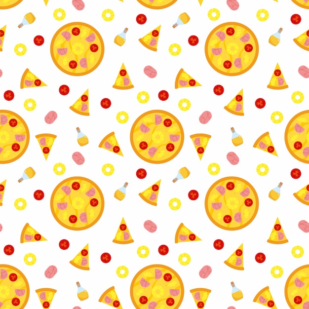 Premium Vector | Bright vector seamless pattern with pizza,