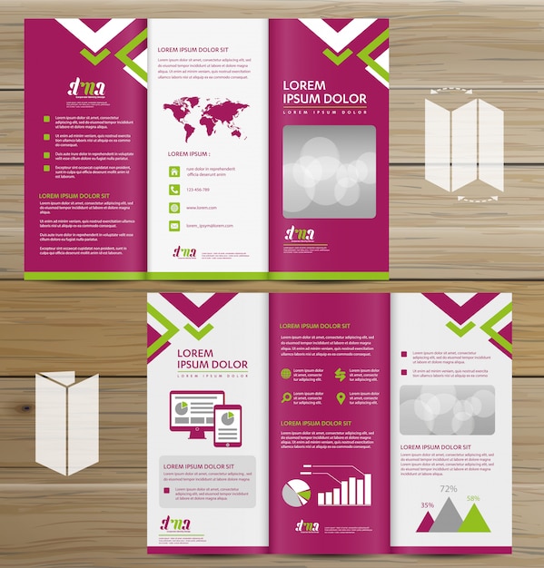 Brochure business tri fold leaflet flyer vector design Premium Vector
