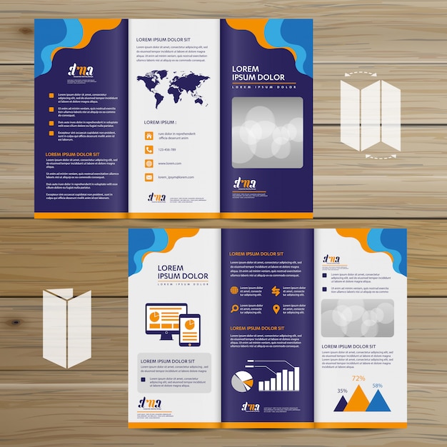 Brochure business tri fold leaflet flyer vector design Premium Vector