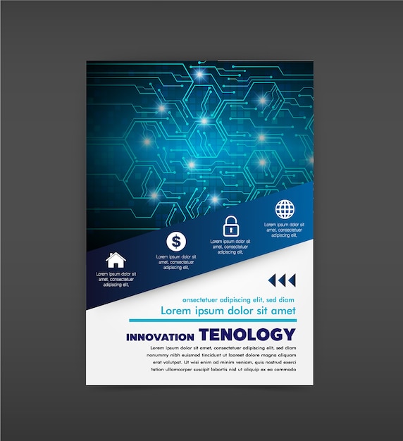Brochure design template vector. abstract cover book blue portfolio minimal presentation p Premium Vector