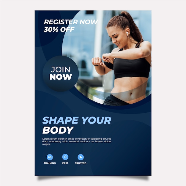 Free Vector | Brochure Template For Sport With Photo