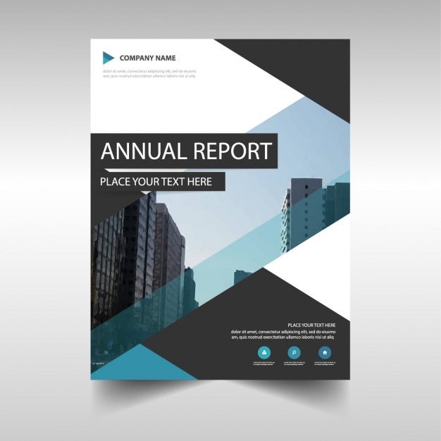 Brochure with buildings, annual report | Free Vector