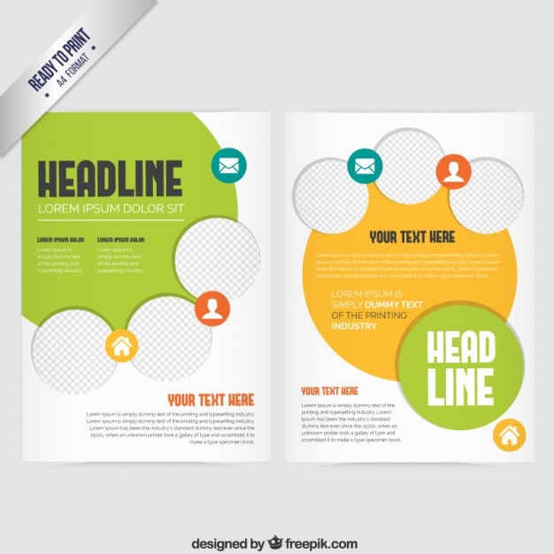 Brochure with yellow and green elements Vector  Free Download