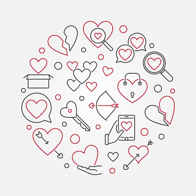 Broken love vector round outline illustration Premium Vector