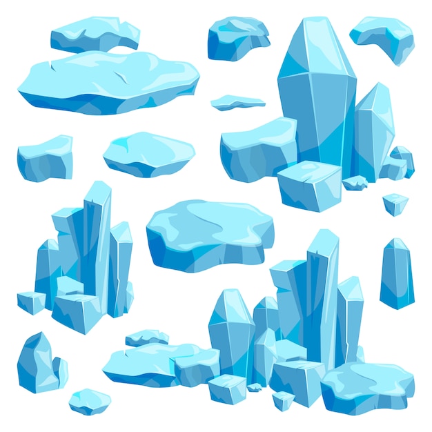 氷の破片漫画のスタイルのゲームデザインベクトルイラスト プレミアムベクター