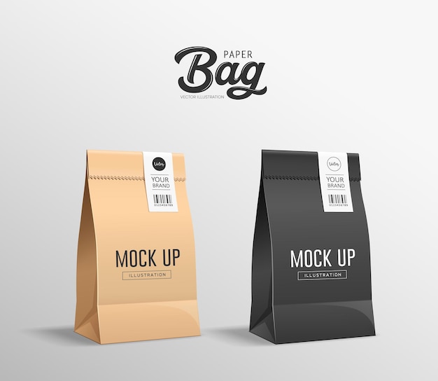 Download Premium Vector | Brown and black paper bag folded, mouth ...