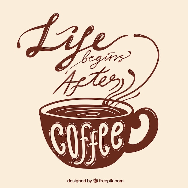 Download Brown coffee design with lettering | Free Vector