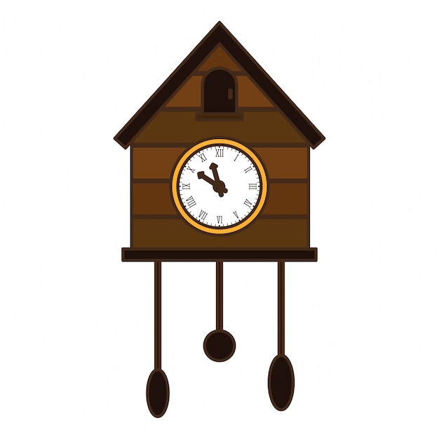 茶色の鳩時計アイコン画像 プレミアムベクター