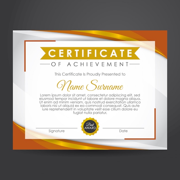 Premium Vector | Brown and gold certificate of achievement