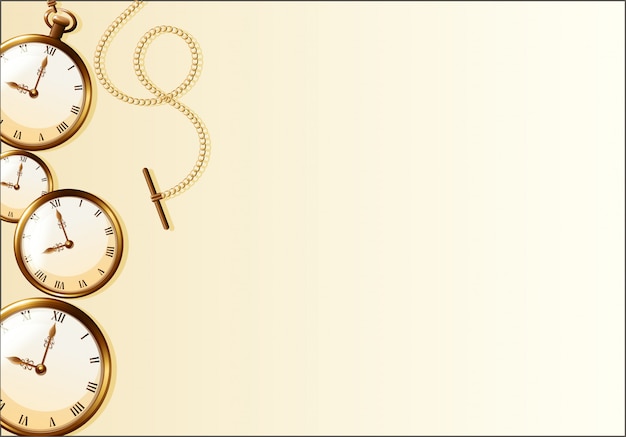 無料のベクター レトロな時計デザインの茶色の壁紙