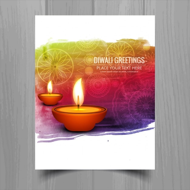 Brush stroke brochure of diwali with\
candles