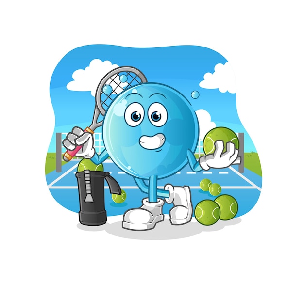 Premium Vector | Bubble plays tennis illustration. character vector