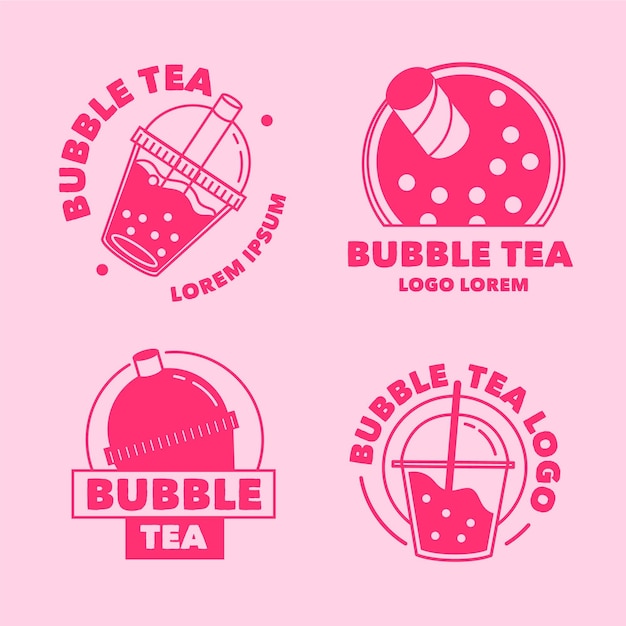 Premium Vector Bubble Tea Logo Collection Style 1686