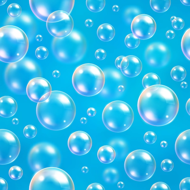 Free Vector Bubbles seamless pattern on blue