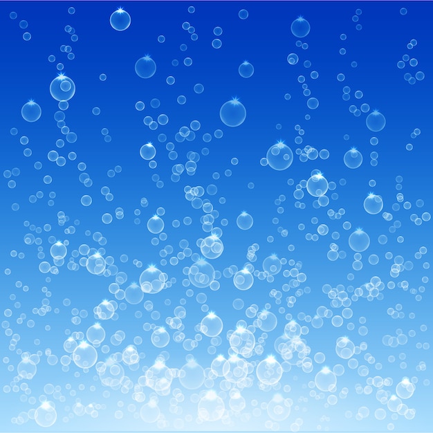 Premium Vector | Bubbles in water on blue background