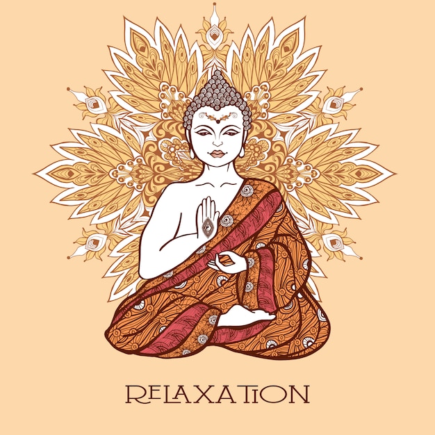 Download Buddha with ornamental mandala Vector | Free Download
