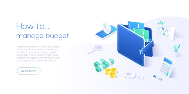 Budget management concept in isometric style Premium Vector