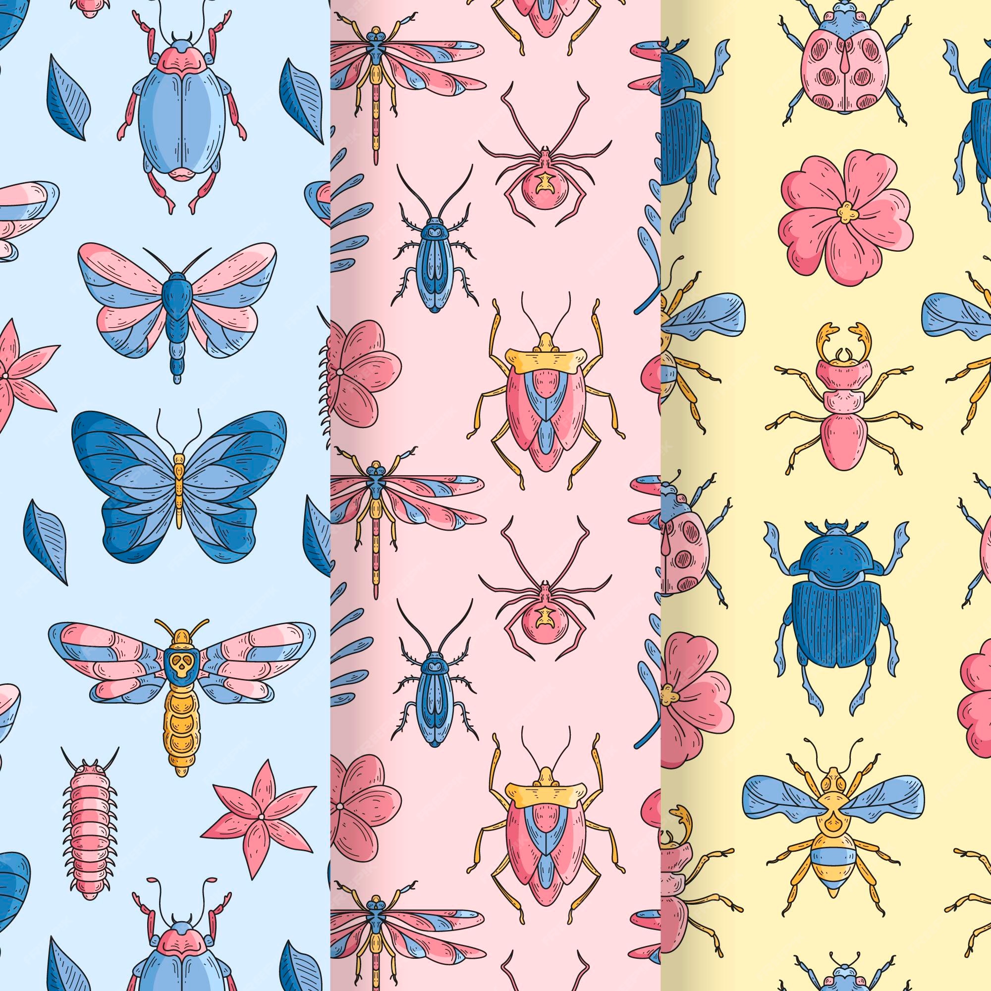 Free Vector Bug pattern collection