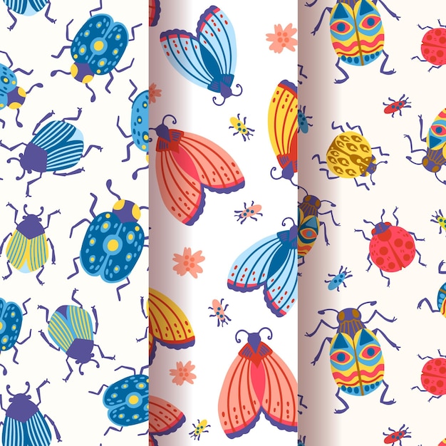 Free Vector Bug pattern collection