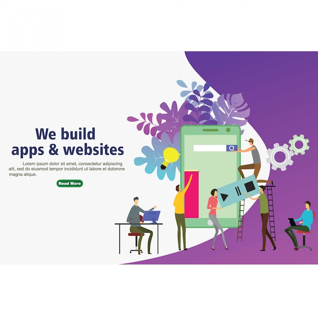 Build apps and websites for website Premium Vector