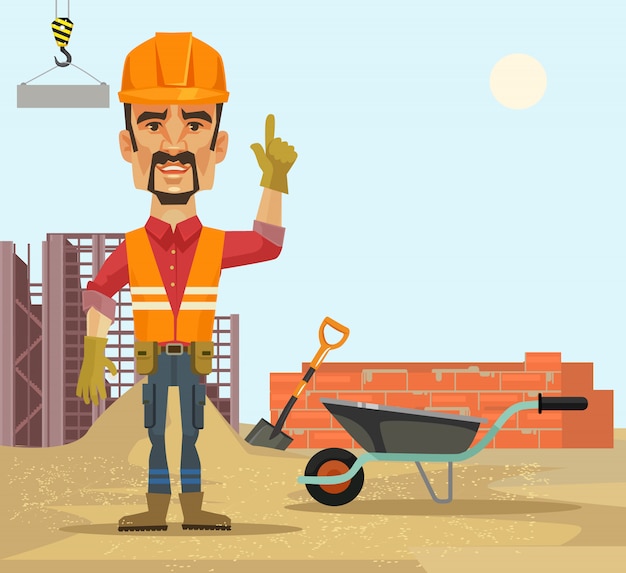 Premium Vector | Builder. flat cartoon illustration