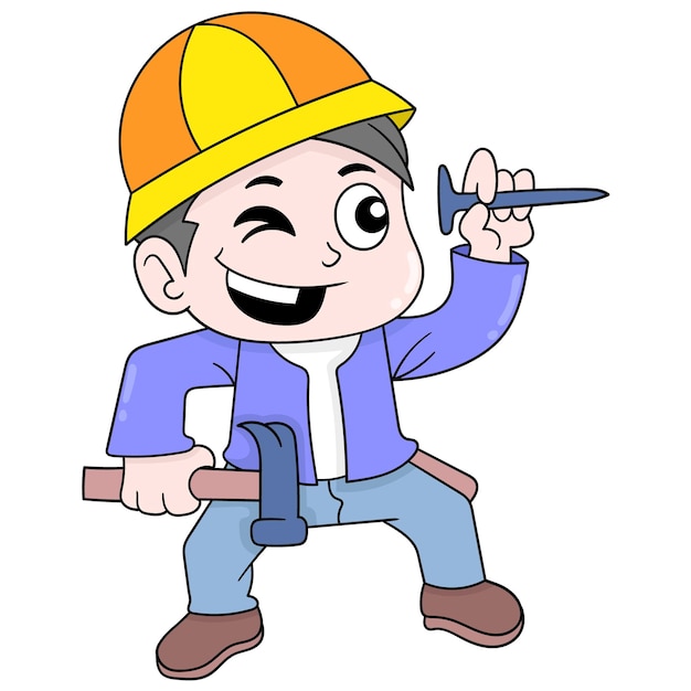 Premium Vector | Builders bring nails and hammers to work, vector ...