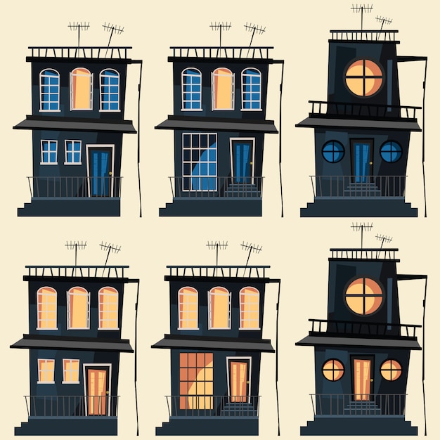 Premium Vector | Building Set Vector Illustration