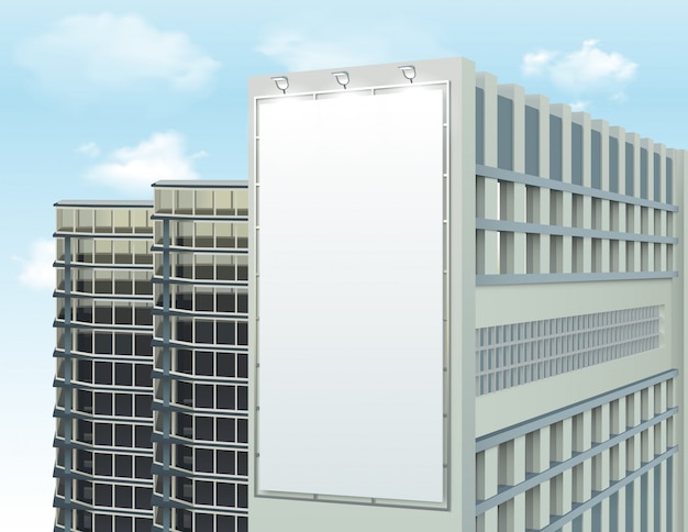 Building wall ad space composition Free Vector