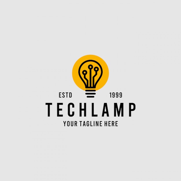 Premium Vector Bulb lamp technology logo with minimalist creative style